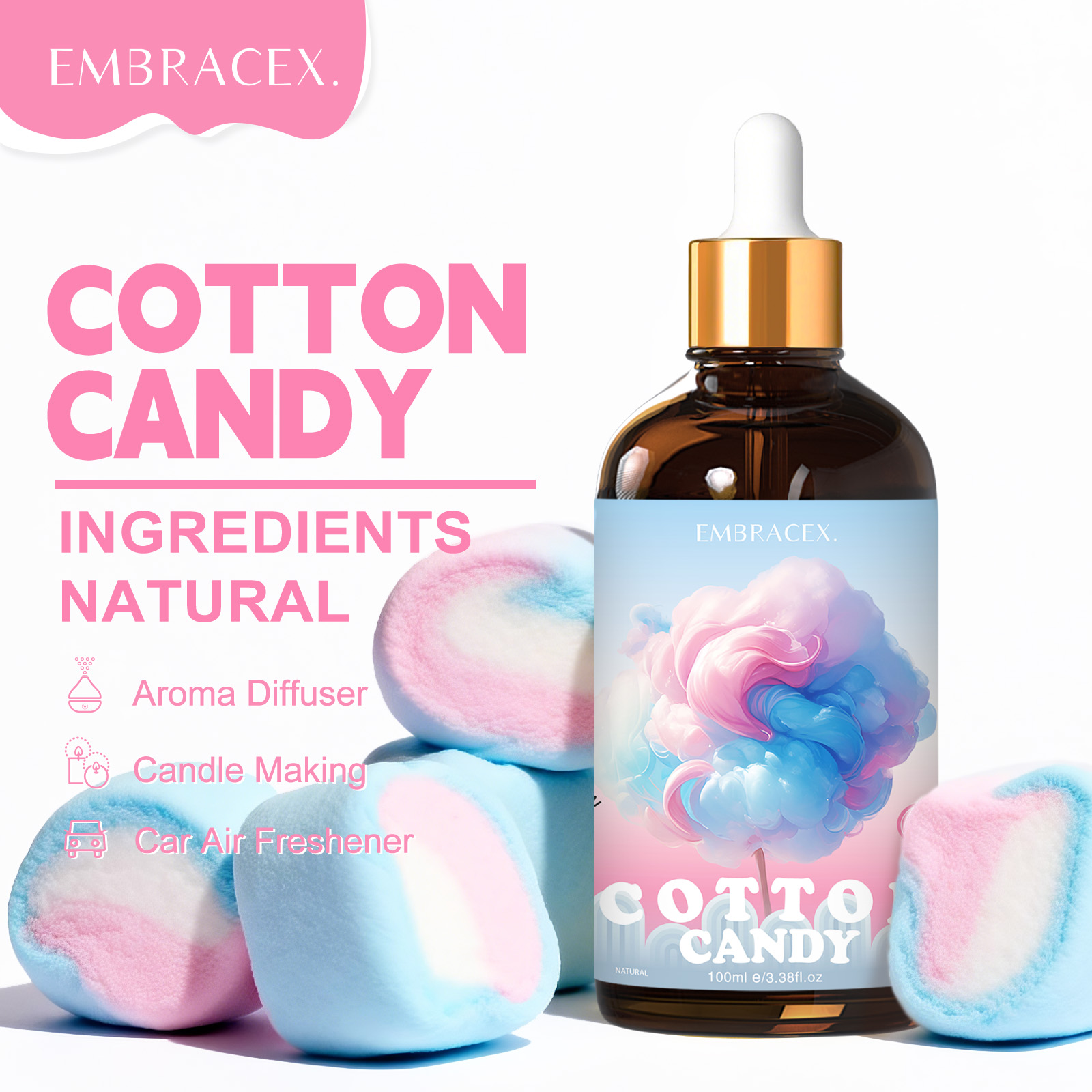 Candle Making Fragrance Oils - น้ำมันหอมระเหยคอตตอนแคนดี้ 100 มล. สำหรับทำเทียนหอม มอบเป็นของขวัญให้เพื่อน กลิ่นหอมหวาน