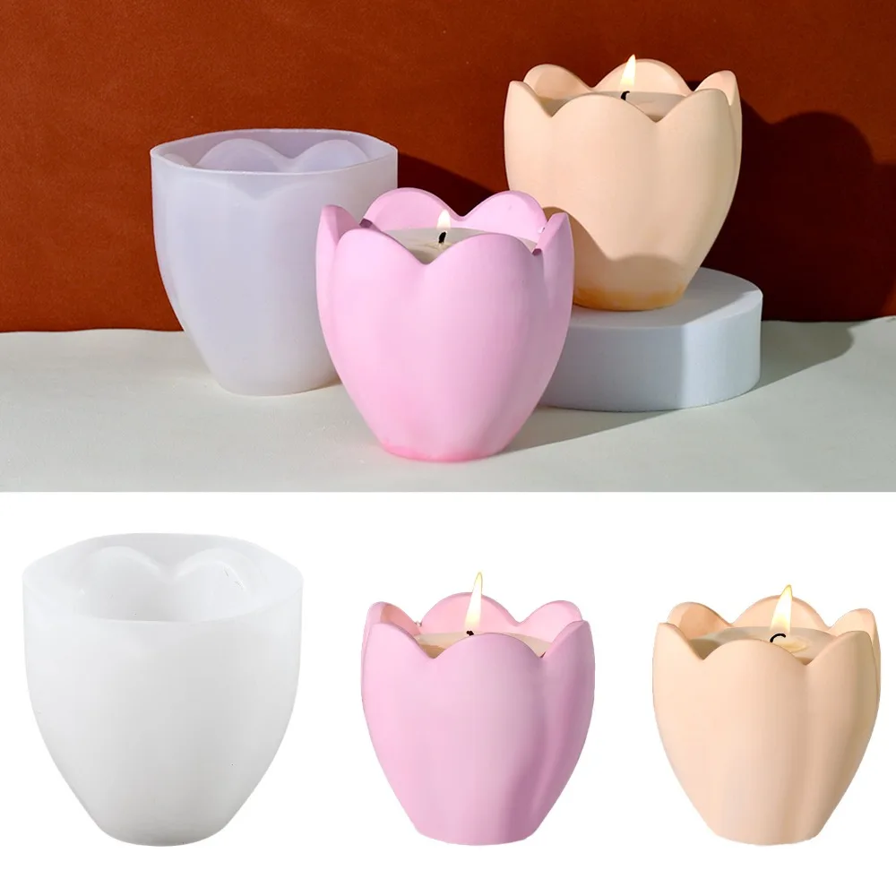 Candle Making Tips - ทิวลิปเทียนผู้ถือแม่พิมพ์ซิลิโคนดอกไม้เรซิ่นสบู่ทําเครื่องมือพืชเทียนของขวัญวันเกิดยิปซั่มกล่องเครื่องประดับ