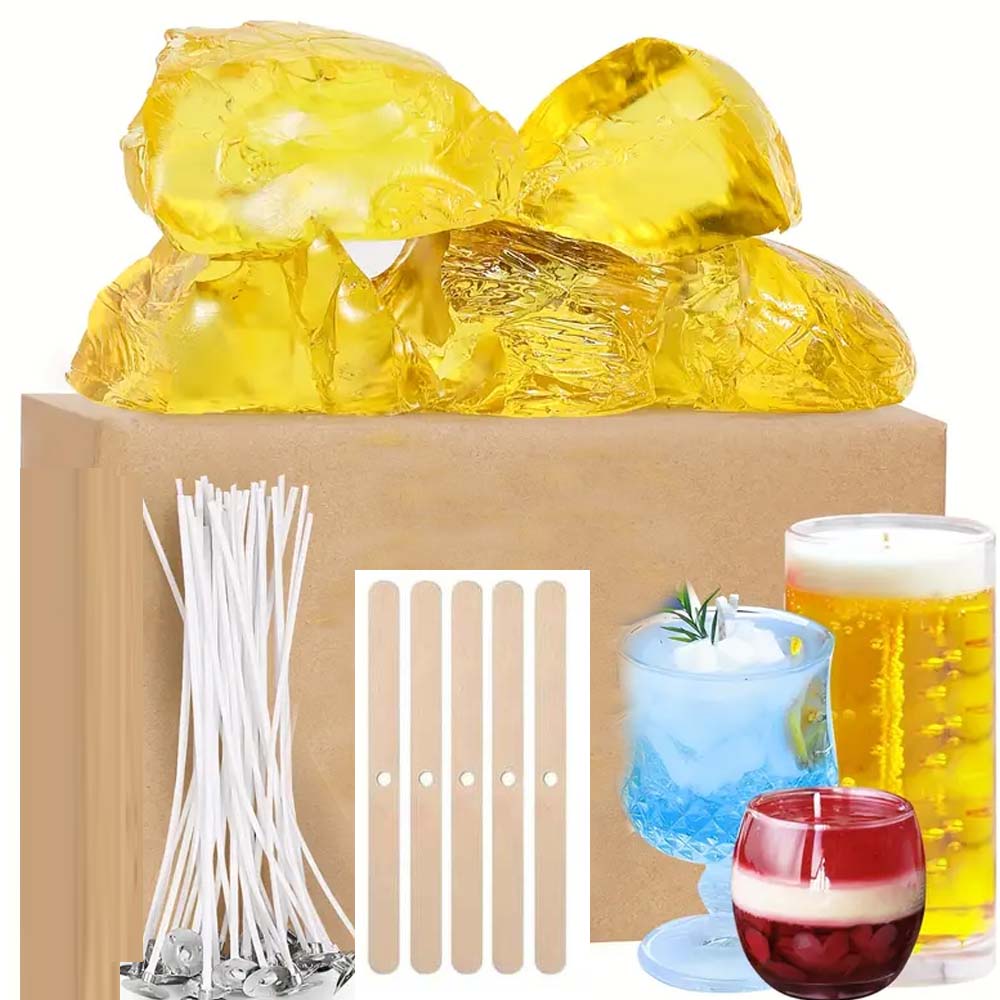 Candle Making At Home - 200g สีเหลืองเจลใส Jelly Wax สําหรับทําเทียนชุดเทียน Wick