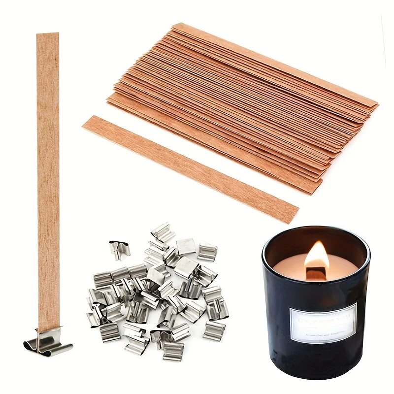 Candle Making Kit Beeswax - 30pcs คุณภาพสูงไม้เทียน Wick พร้อมฐานคลิปหัตถกรรมหวายพาราฟินขี้ผึ้ง Burning Smokeless