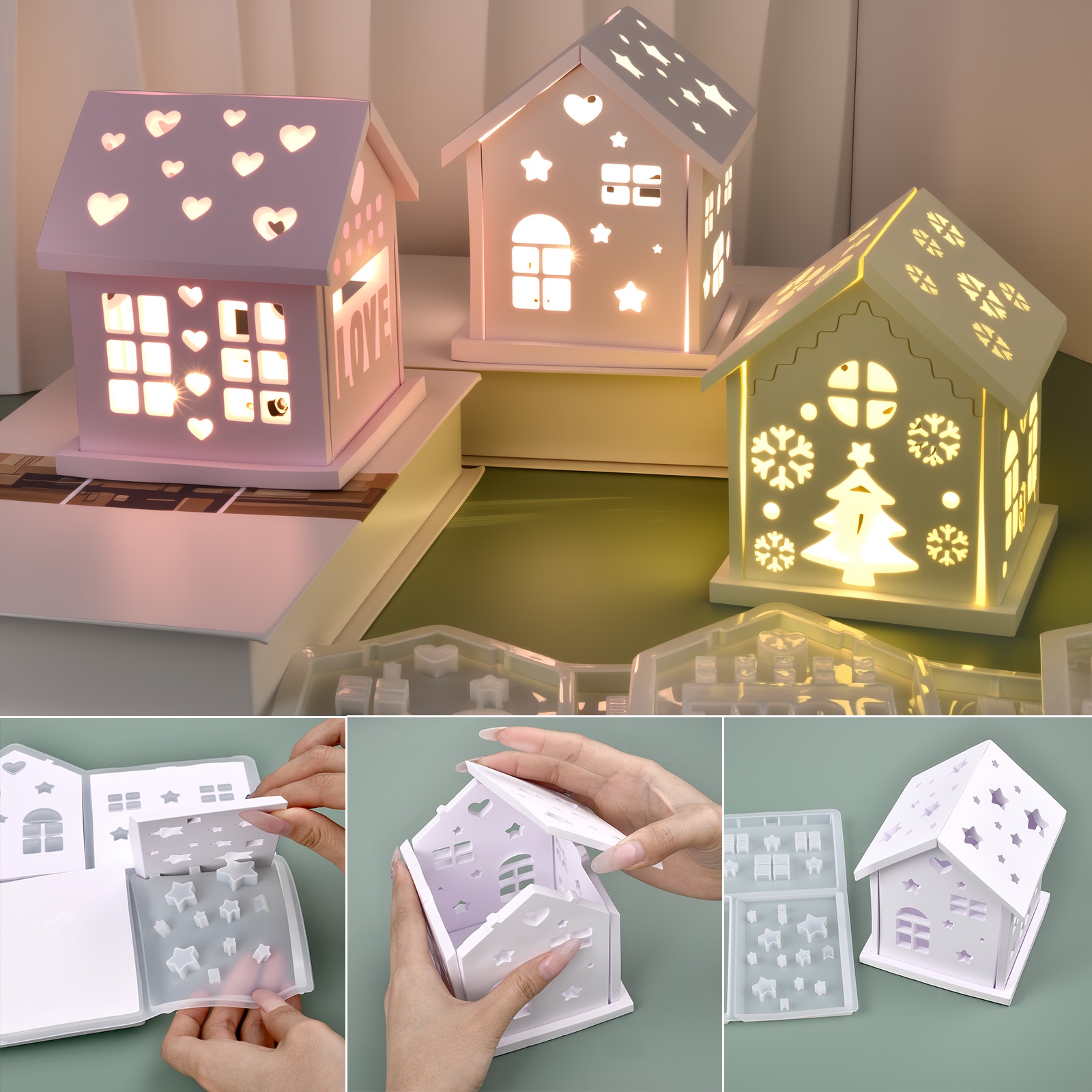 Candle Making Things - 3D House แม่พิมพ์ซิลิโคน DIY Christmas Tree