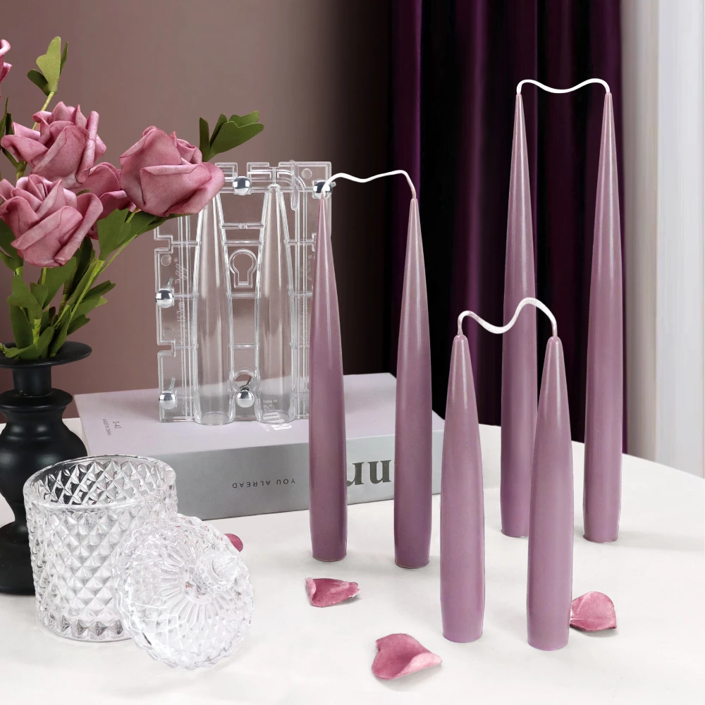 Candle Making Tips - Double Pointed คอลัมน์เทียนอะคริลิคแม่พิมพ์เชื่อมต่อกระบอกเทียนพลาสติก Moldwedding Decor บ้านเชิงเทียนทําเครื่องมือ