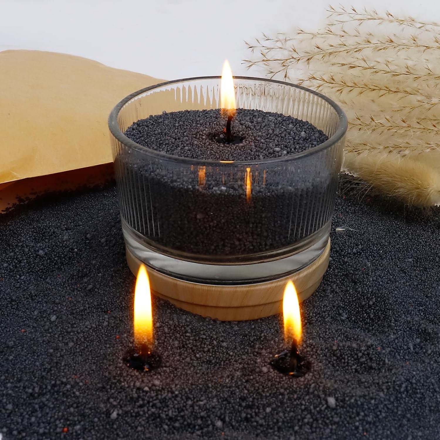 Candle Making Tips - ทรายเทียนสีดำพร้อมไส้เทียน 200 กรัม พร้อมไส้เทียน 10 ชิ้น