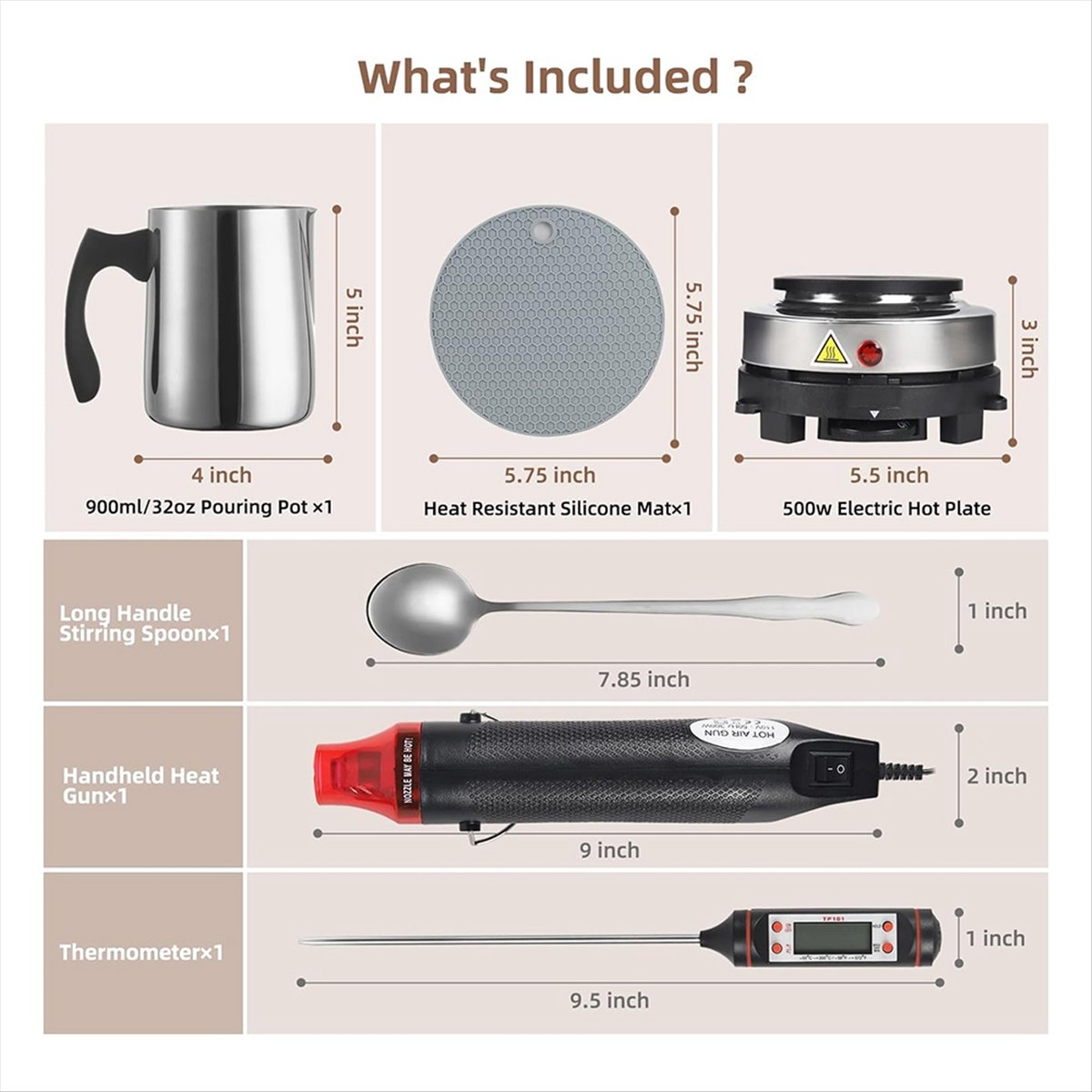 Candle Making Kit For Beginners - ชุดทำเทียนสำหรับผู้เริ่มต้น, หม้อเทเทียนขนาด 900 มล., ชุดทำเทียนพร้อมเตาไฟฟ้าแบบเสียบปลั๊ก EU