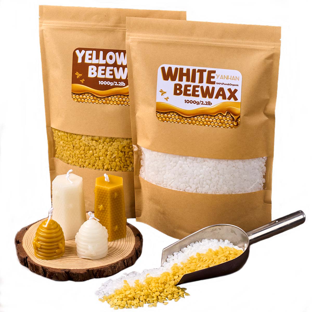 1000g เม็ดธรรมชาติบริสุทธิ์สีข - Candle Making Kit Beeswax บทวิจารณ์และราคา